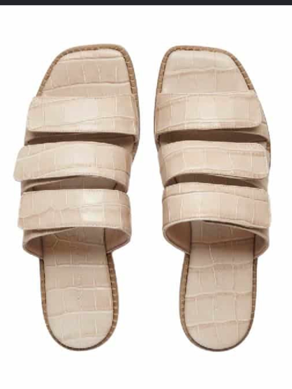 Freda Salvador Kids Croc-Embossed Triple-Strap Sandals in Beige